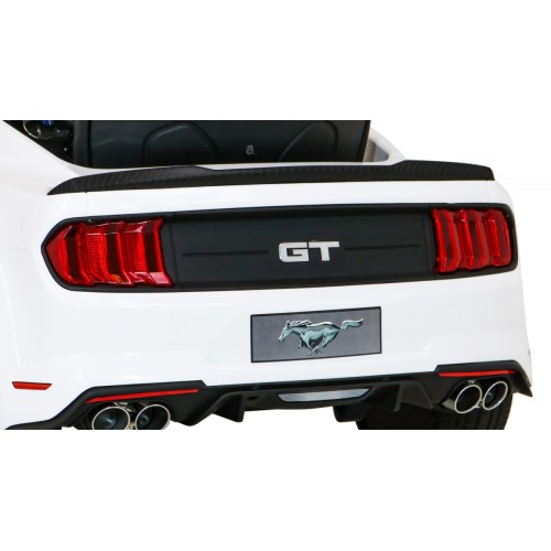 Autko Ford Mustang GT na baterii pro děti Bílá + Nastavení sedadla + LED audio + EVA + Pomalý start