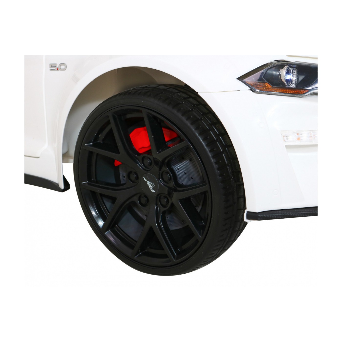 Autko Ford Mustang GT na baterii pro děti Bílá + Nastavení sedadla + LED audio + EVA + Pomalý start