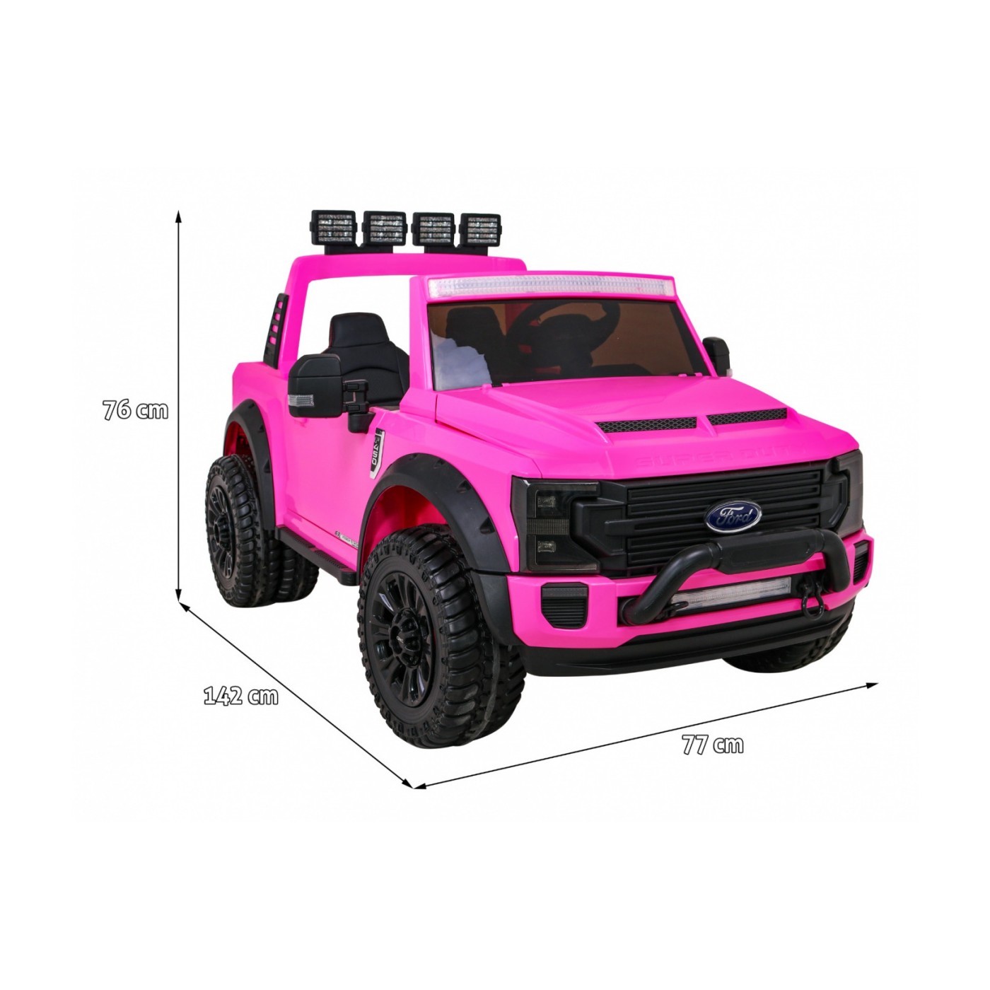 Růžové vozidlo Ford Super Duty