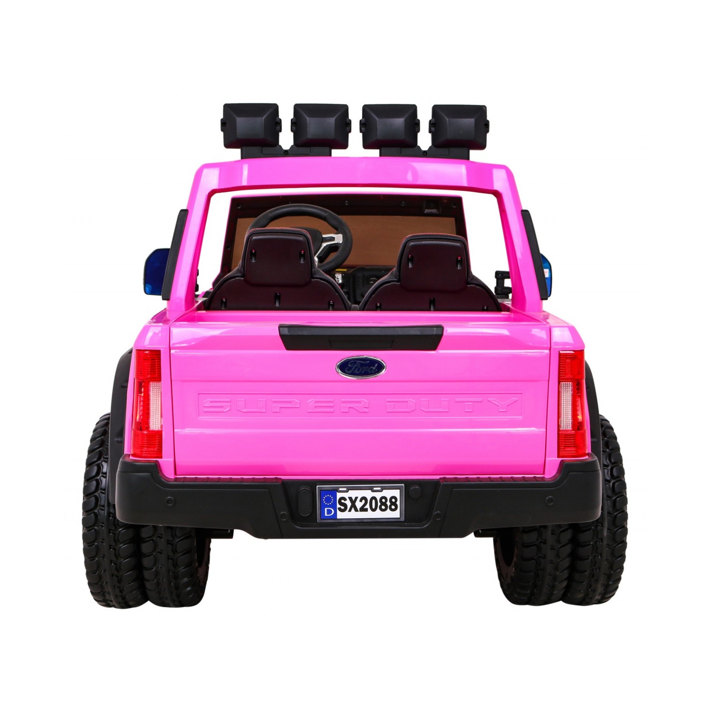 Růžové vozidlo Ford Super Duty