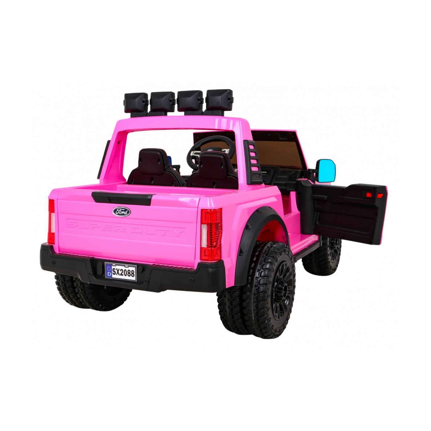 Růžové vozidlo Ford Super Duty
