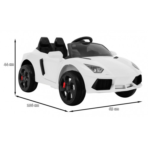 Autko Future na dětskou baterii bílá + dálkové ovládání + pomalý start + EVA + MP3 USB + LED