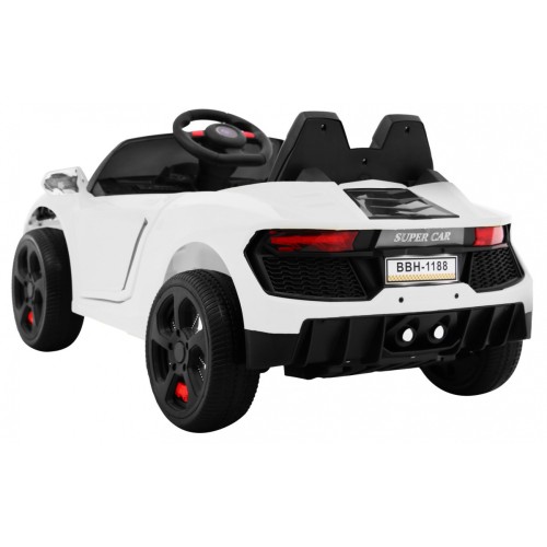 Autko Future na dětskou baterii bílá + dálkové ovládání + pomalý start + EVA + MP3 USB + LED