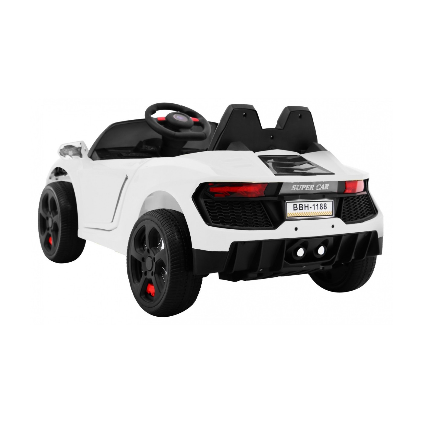 Autko Future na dětskou baterii bílá + dálkové ovládání + pomalý start + EVA + MP3 USB + LED