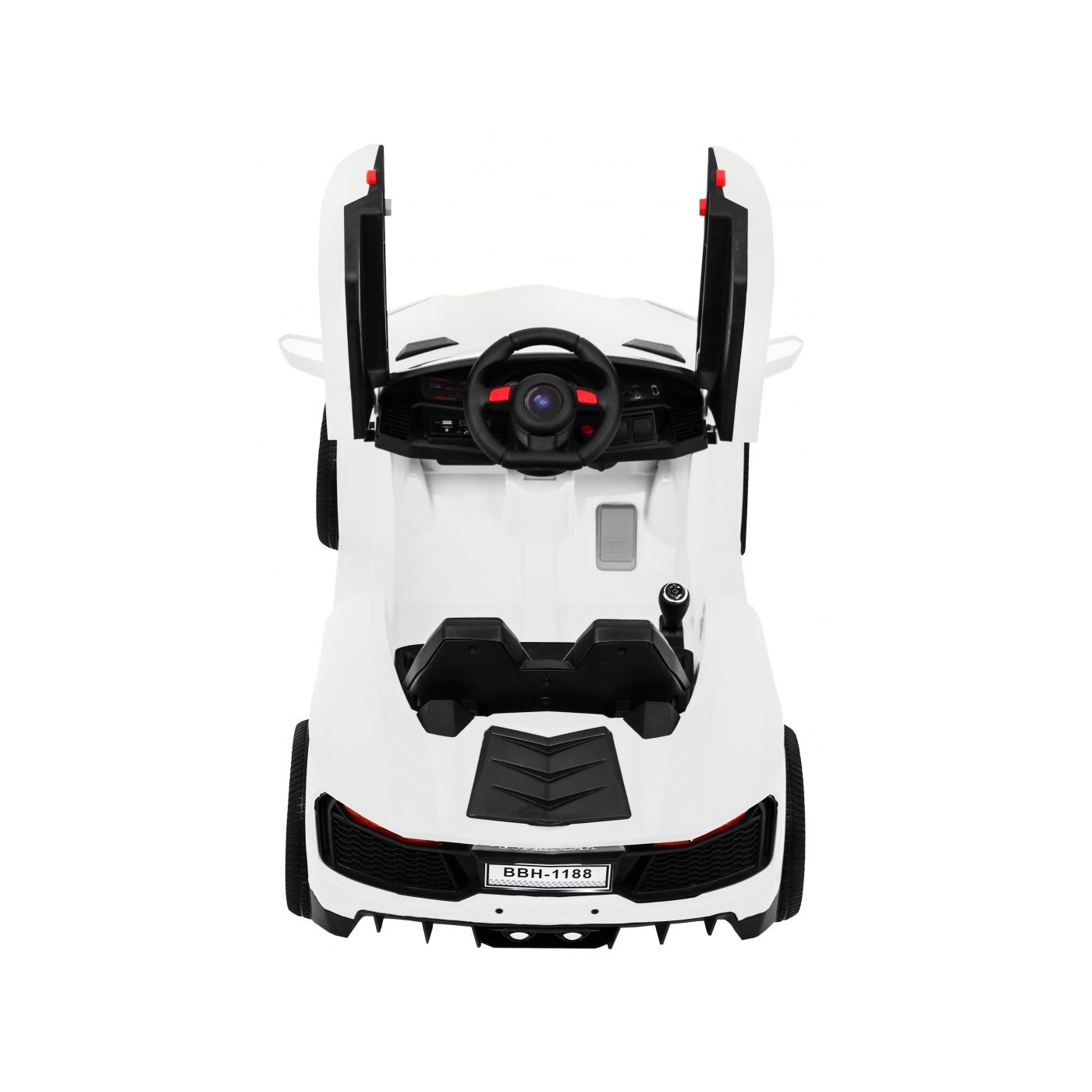Autko Future na dětskou baterii bílá + dálkové ovládání + pomalý start + EVA + MP3 USB + LED