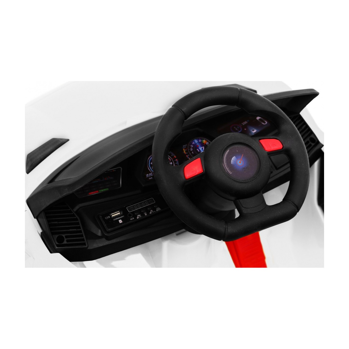 Autko Future na dětskou baterii bílá + dálkové ovládání + pomalý start + EVA + MP3 USB + LED