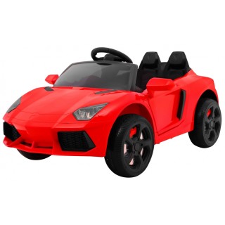 Autko Future dětská baterie červená + dálkové ovládání + pomalý start + EVA + MP3 USB + LED