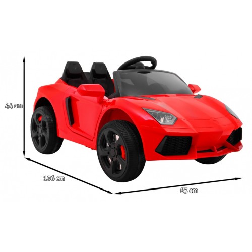 Autko Future dětská baterie červená + dálkové ovládání + pomalý start + EVA + MP3 USB + LED
