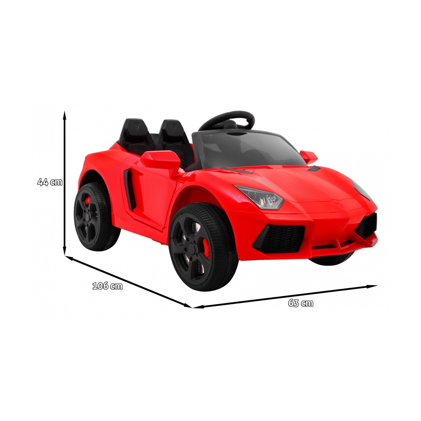 Autko Future dětská baterie červená + dálkové ovládání + pomalý start + EVA + MP3 USB + LED