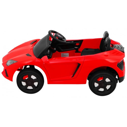 Autko Future dětská baterie červená + dálkové ovládání + pomalý start + EVA + MP3 USB + LED