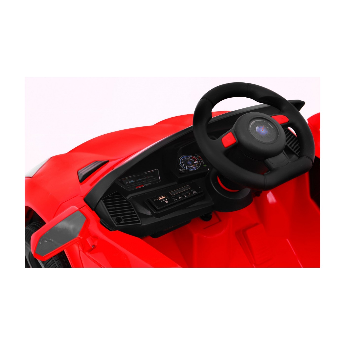 Autko Future dětská baterie červená + dálkové ovládání + pomalý start + EVA + MP3 USB + LED