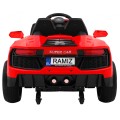 Autko Future dětská baterie červená + dálkové ovládání + pomalý start + EVA + MP3 USB + LED