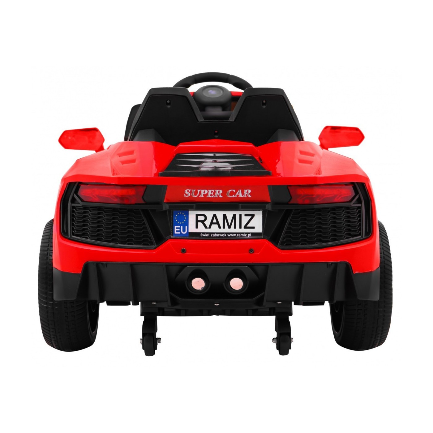 Autko Future dětská baterie červená + dálkové ovládání + pomalý start + EVA + MP3 USB + LED