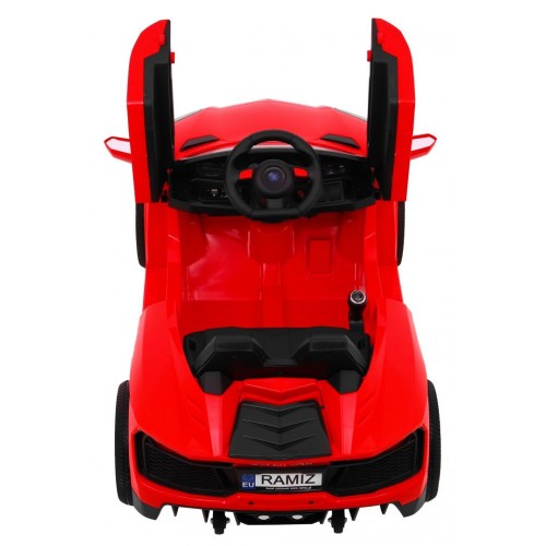 Autko Future dětská baterie červená + dálkové ovládání + pomalý start + EVA + MP3 USB + LED