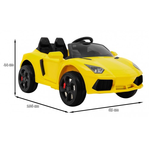 Autko Future pro dětskou baterii žlutý + dálkové ovládání + pomalý start + EVA + MP3 USB + LED