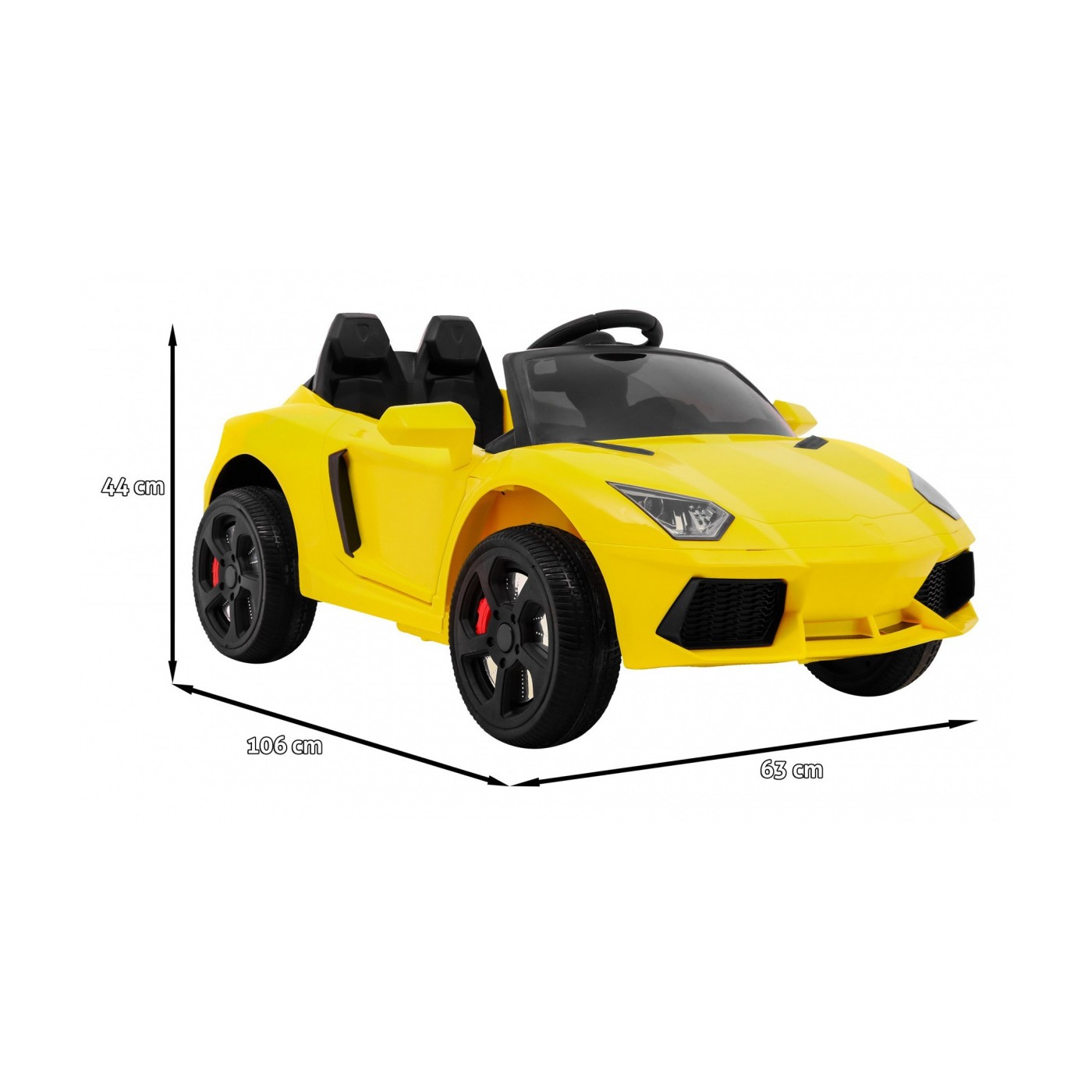 Autko Future pro dětskou baterii žlutý + dálkové ovládání + pomalý start + EVA + MP3 USB + LED