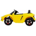 Autko Future pro dětskou baterii žlutý + dálkové ovládání + pomalý start + EVA + MP3 USB + LED