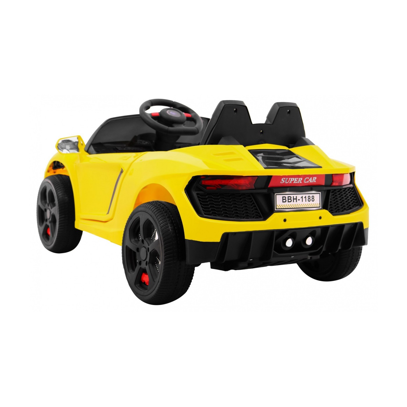 Autko Future pro dětskou baterii žlutý + dálkové ovládání + pomalý start + EVA + MP3 USB + LED
