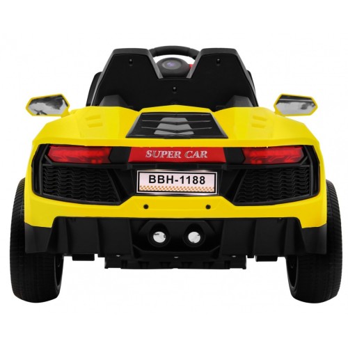 Autko Future pro dětskou baterii žlutý + dálkové ovládání + pomalý start + EVA + MP3 USB + LED