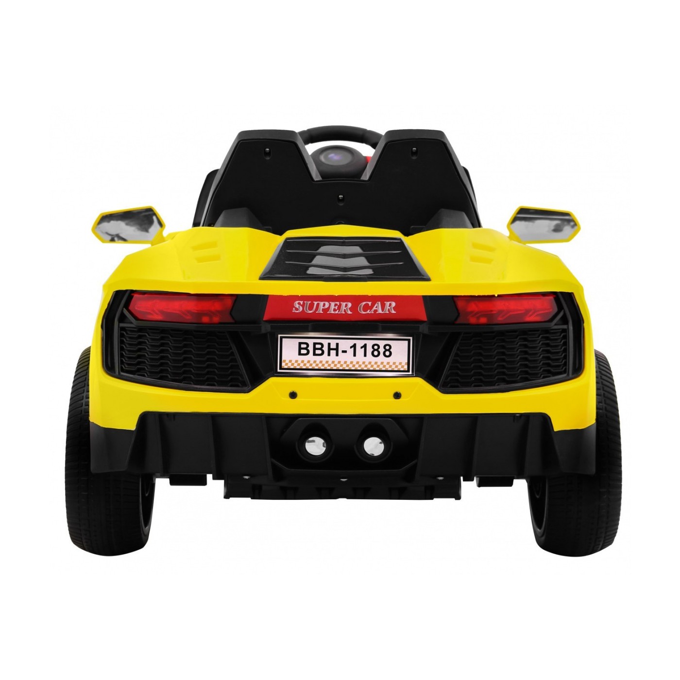 Autko Future pro dětskou baterii žlutý + dálkové ovládání + pomalý start + EVA + MP3 USB + LED
