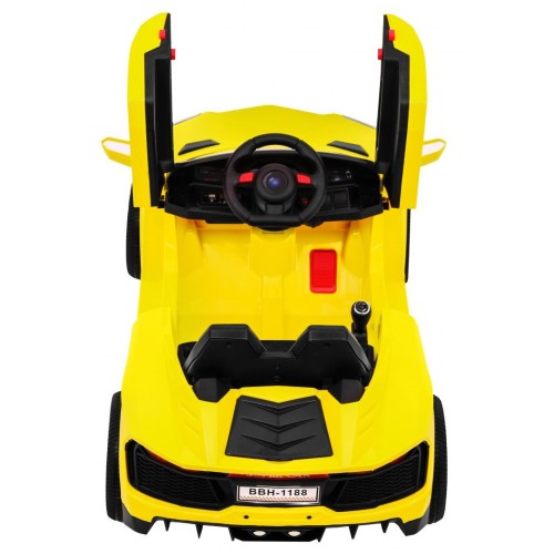 Autko Future pro dětskou baterii žlutý + dálkové ovládání + pomalý start + EVA + MP3 USB + LED