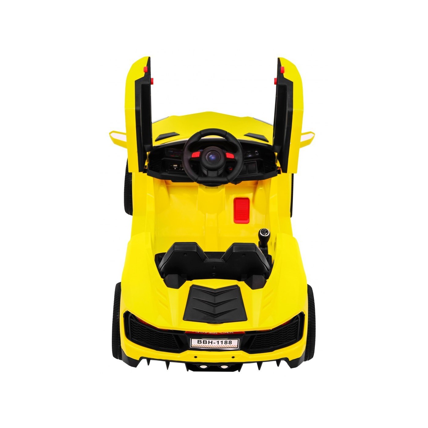 Autko Future pro dětskou baterii žlutý + dálkové ovládání + pomalý start + EVA + MP3 USB + LED
