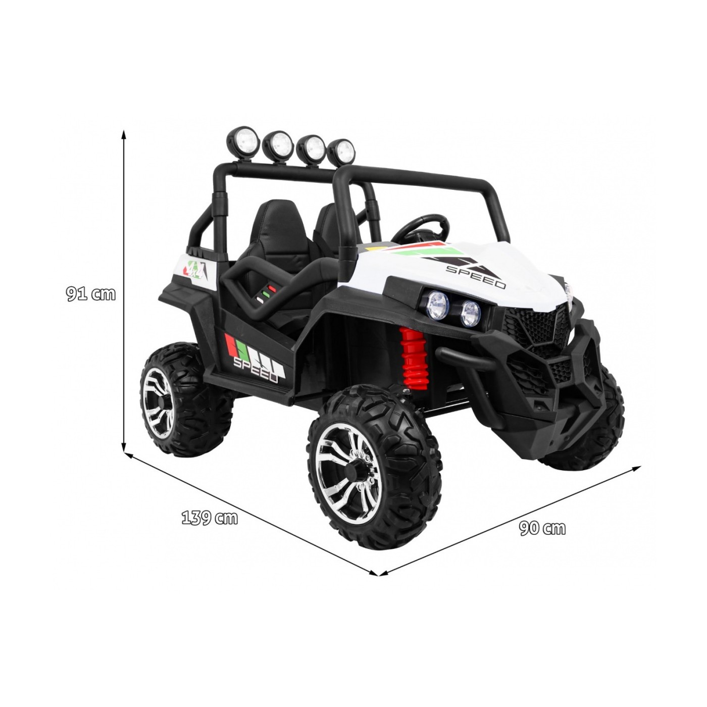 Off-Road Grand Buggy Lift pro děti bílá + Naped 4x4 + dálkové ovládání + kufr + MP3 rádio + LED