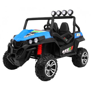 Off-Road Grand Buggy Lift pro děti modrý 4x4 řízený dálkový nosič MP3 rádio LED