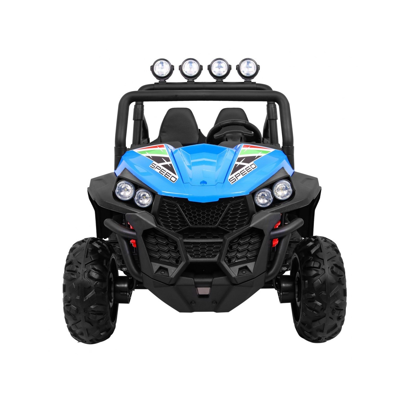 Off-Road Grand Buggy Lift pro děti modrý 4x4 řízený dálkový nosič MP3 rádio LED