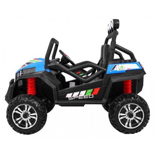 Off-Road Grand Buggy Lift pro děti modrý 4x4 řízený dálkový nosič MP3 rádio LED