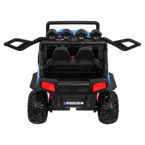 Off-Road Grand Buggy Lift pro děti modrý 4x4 řízený dálkový nosič MP3 rádio LED