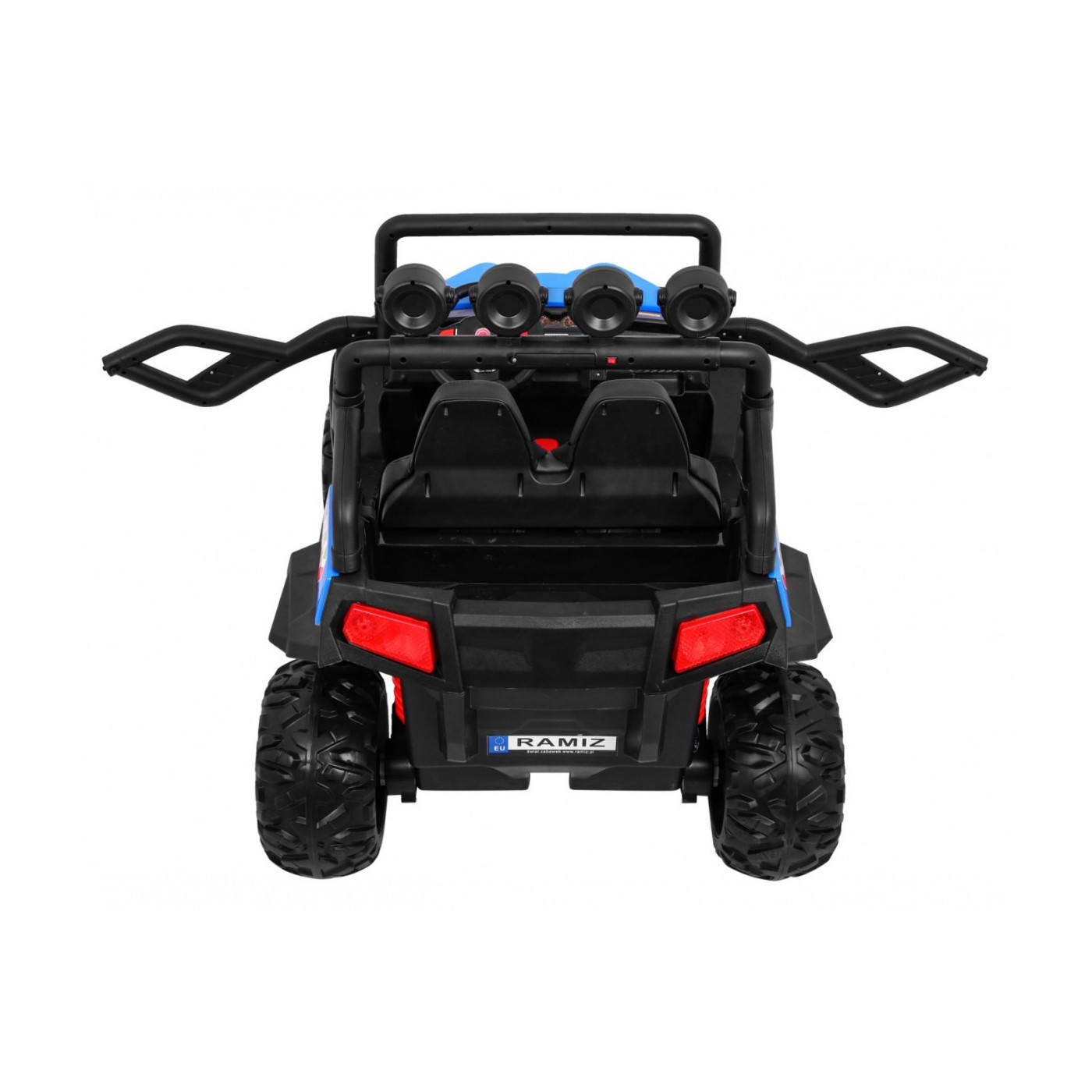 Off-Road Grand Buggy Lift pro děti modrý 4x4 řízený dálkový nosič MP3 rádio LED