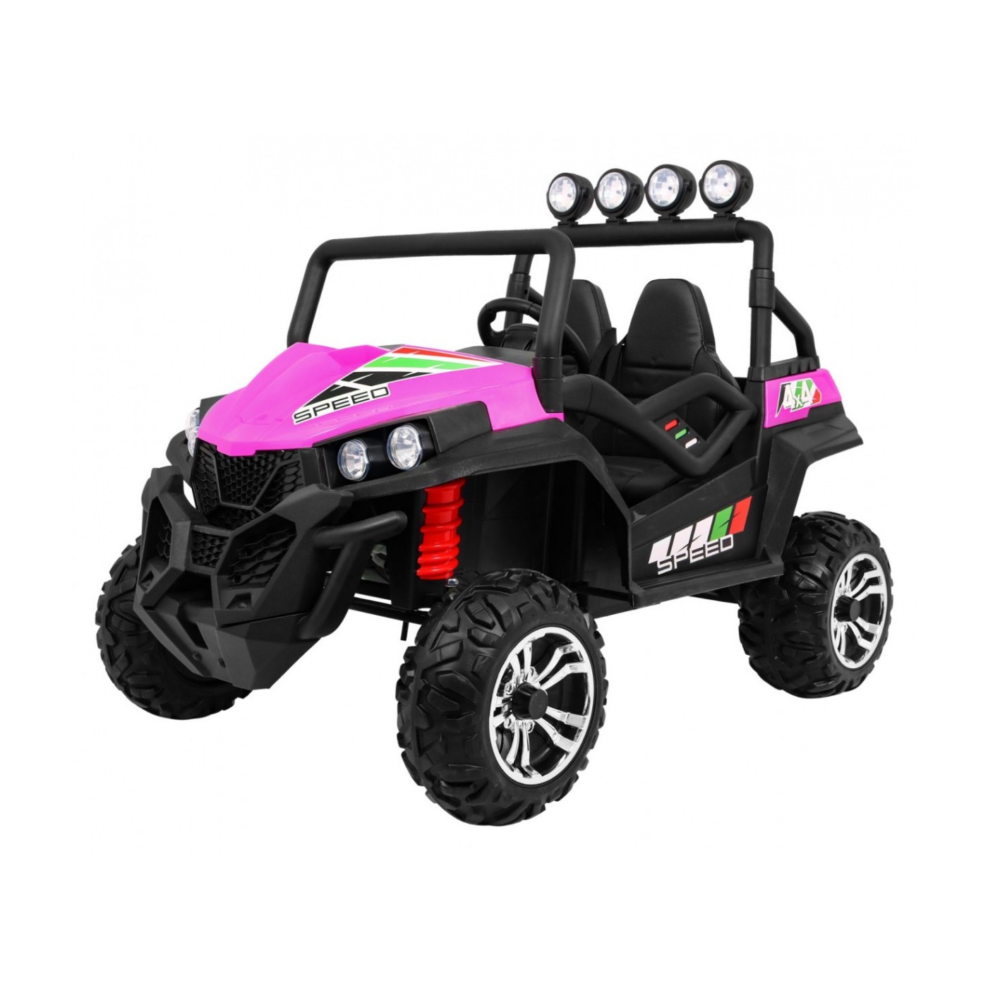 Off-Road Grand Buggy Lift pro děti Pink Power 4x4 Dálkové ovládání zavazadlový stojan MP3 rádio LED