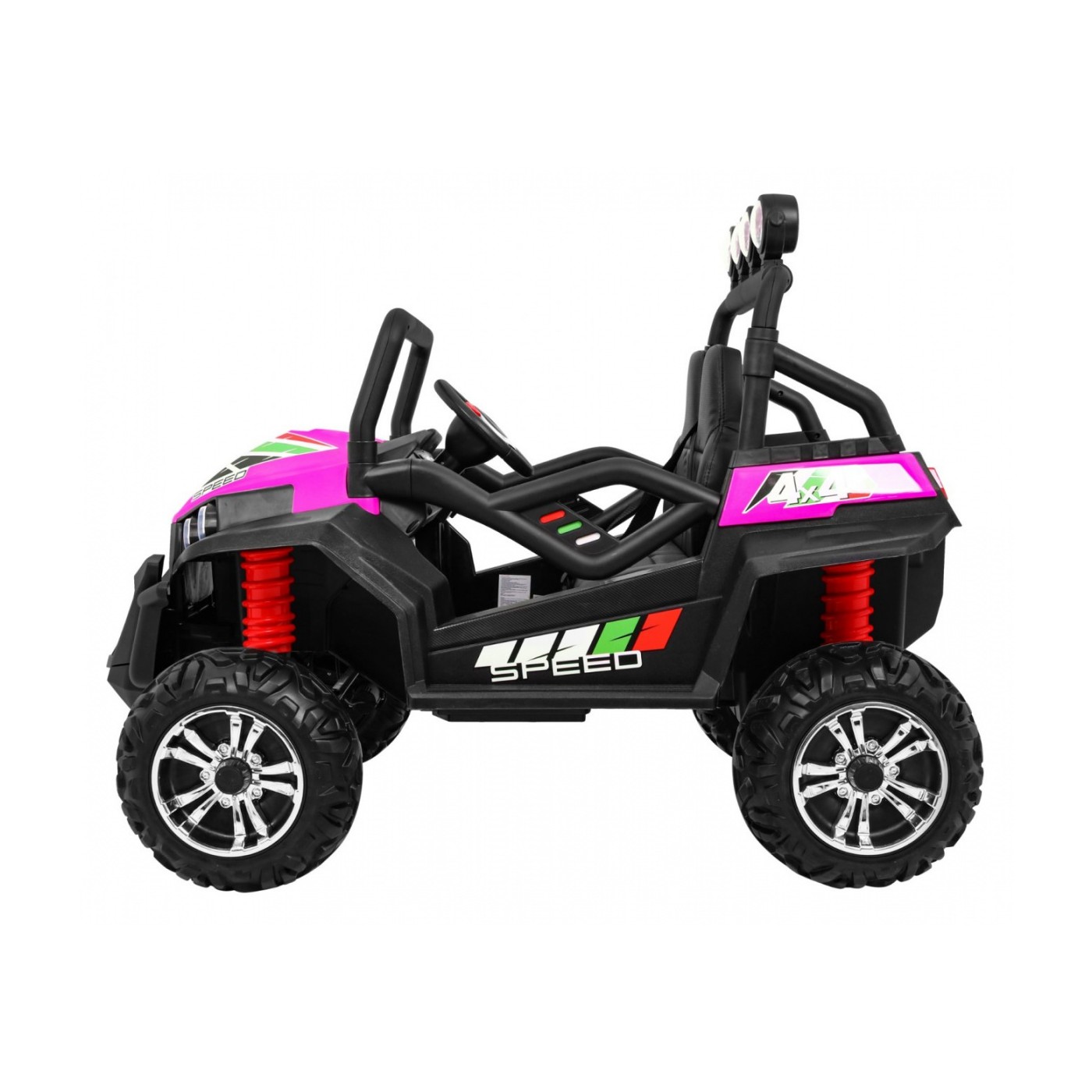 Off-Road Grand Buggy Lift pro děti Pink Power 4x4 Dálkové ovládání zavazadlový stojan MP3 rádio LED