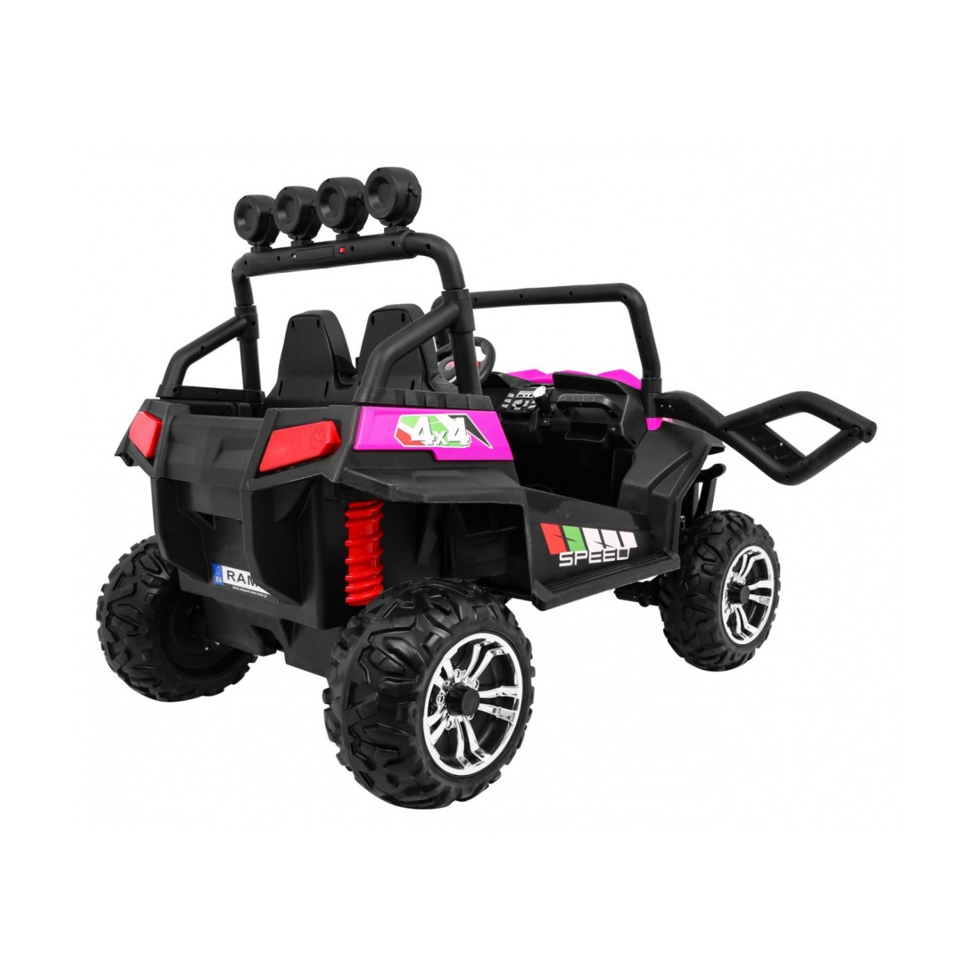 Off-Road Grand Buggy Lift pro děti Pink Power 4x4 Dálkové ovládání zavazadlový stojan MP3 rádio LED