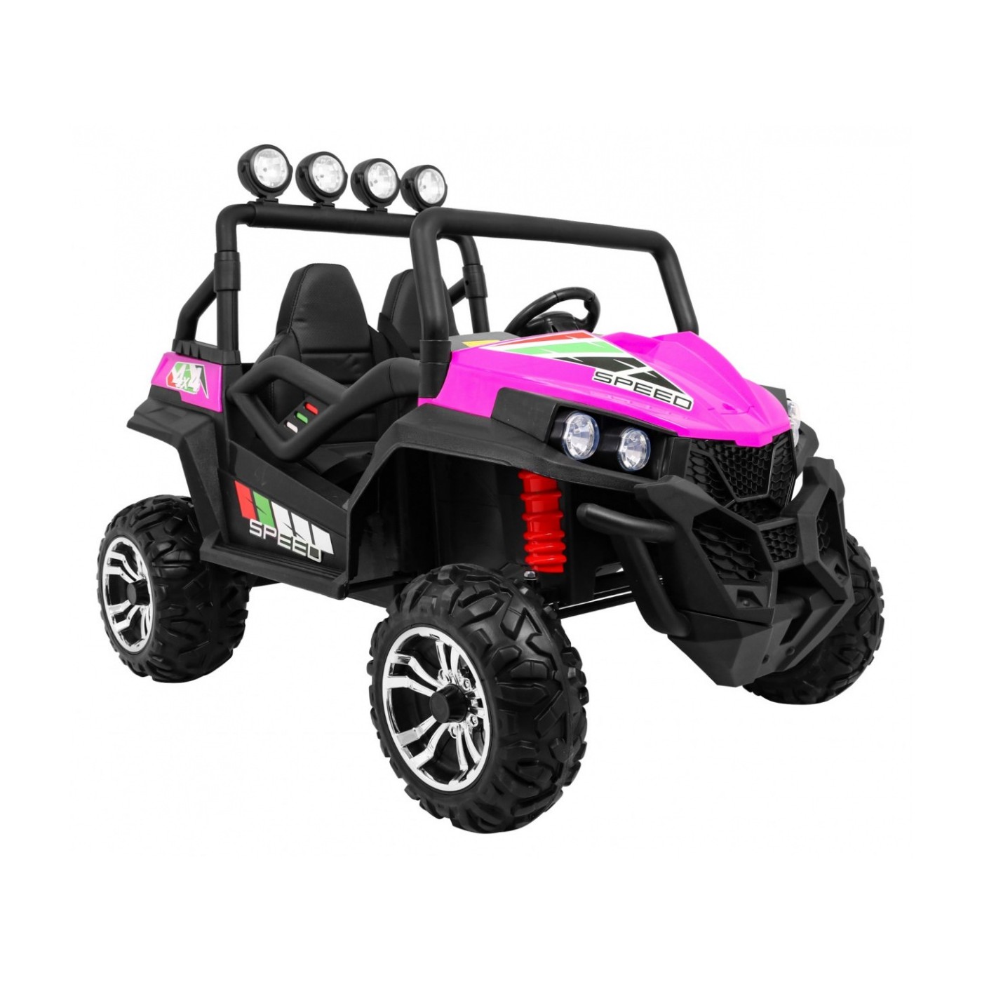 Off-Road Grand Buggy Lift pro děti Pink Power 4x4 Dálkové ovládání zavazadlový stojan MP3 rádio LED