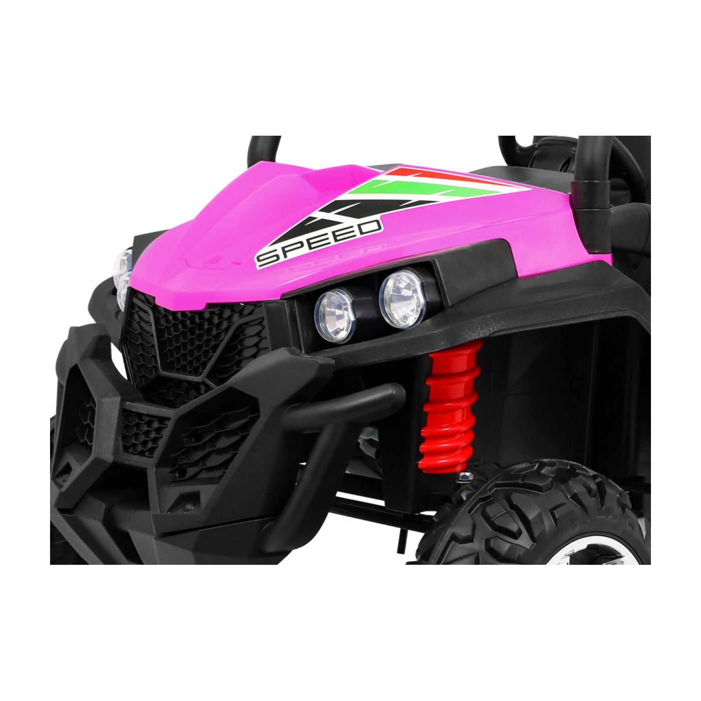 Off-Road Grand Buggy Lift pro děti Pink Power 4x4 Dálkové ovládání zavazadlový stojan MP3 rádio LED