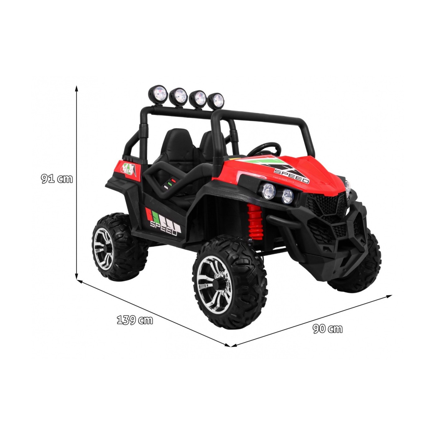 Grand Buggy Strong Lift Kids červená Naped 4x4 dálkové rádio MP3 LED