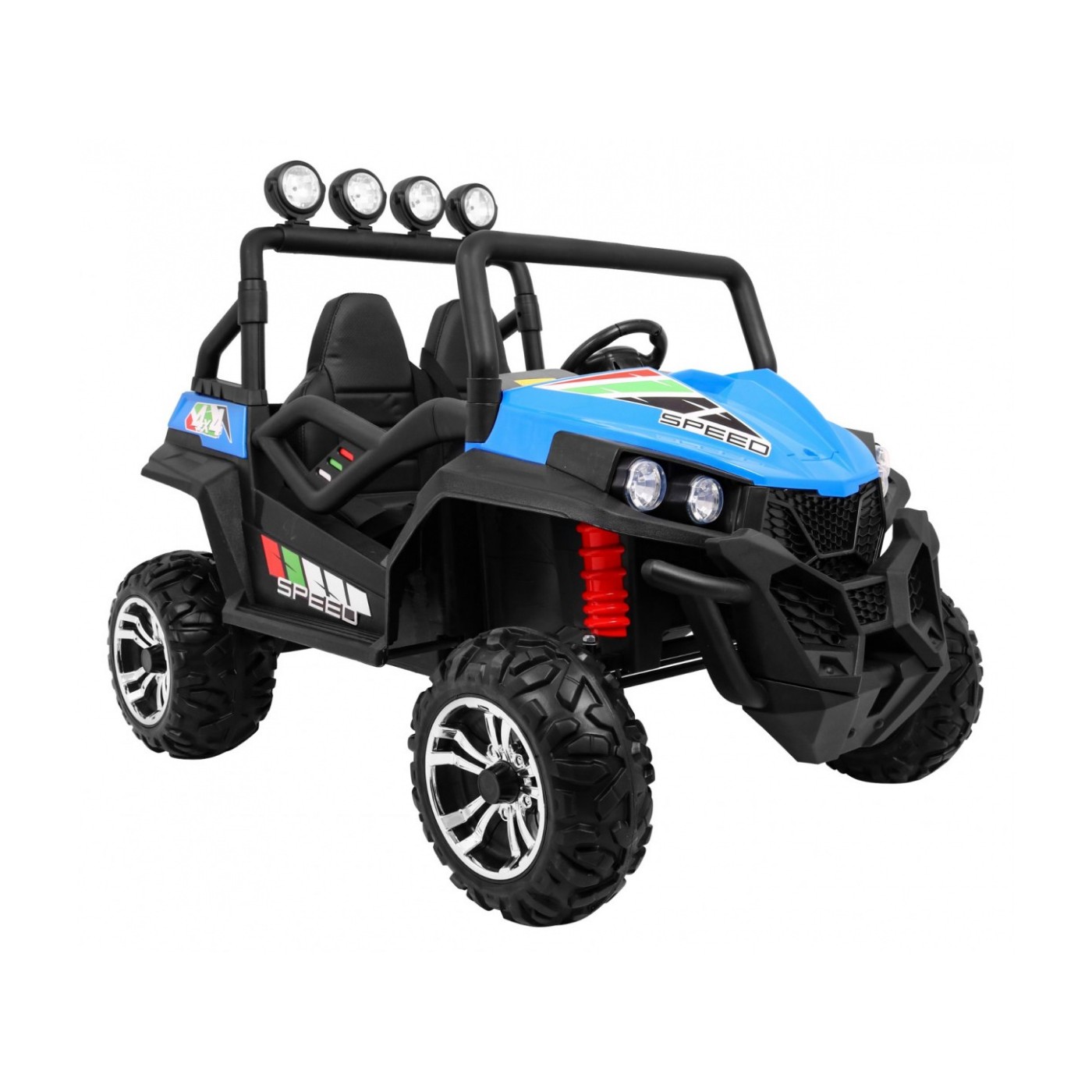 Grand Buggy Strong Lift Kids Blue Driven 4x4 dálkové ovládání kufr rádio MP3 LED