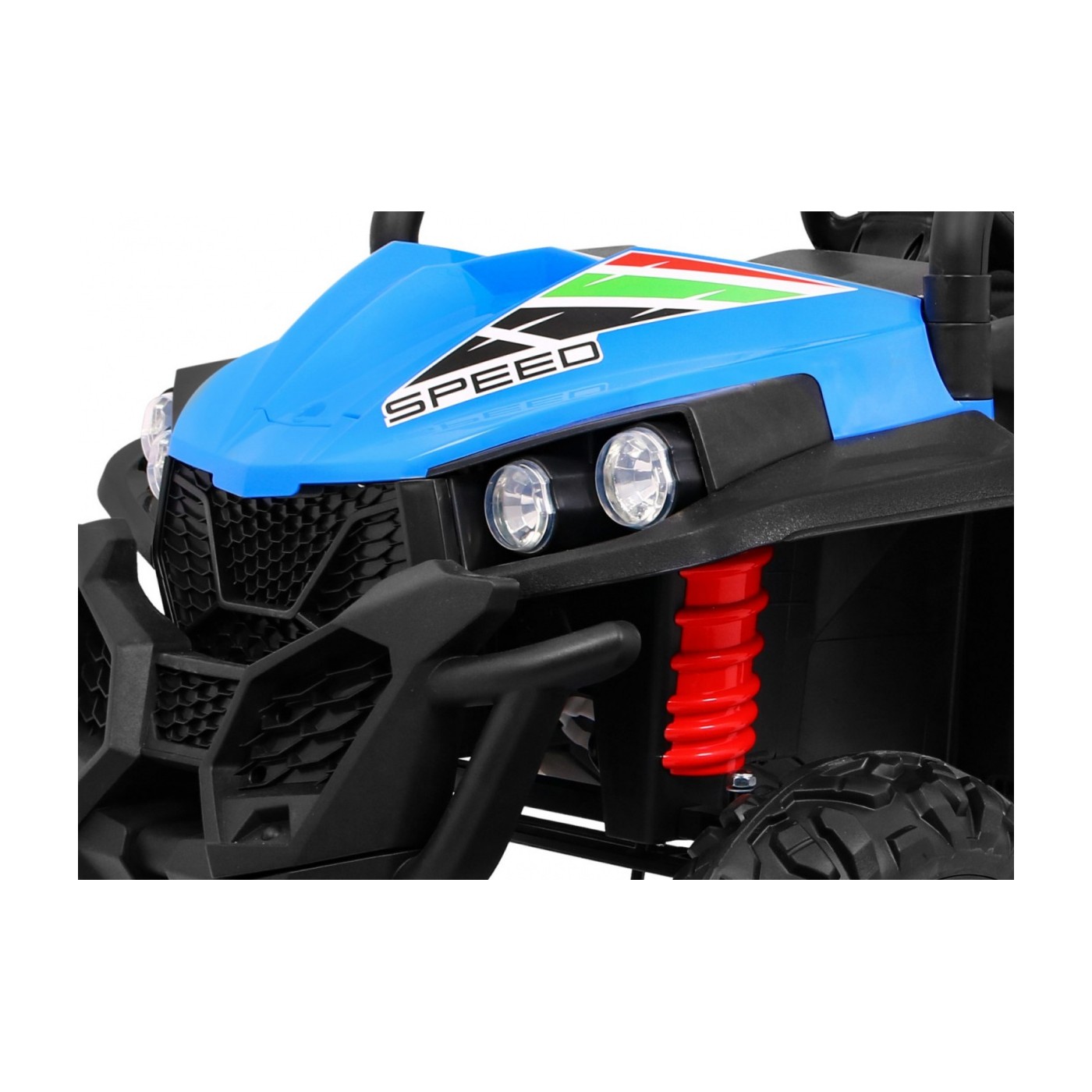 Grand Buggy Strong Lift Kids Blue Driven 4x4 dálkové ovládání kufr rádio MP3 LED
