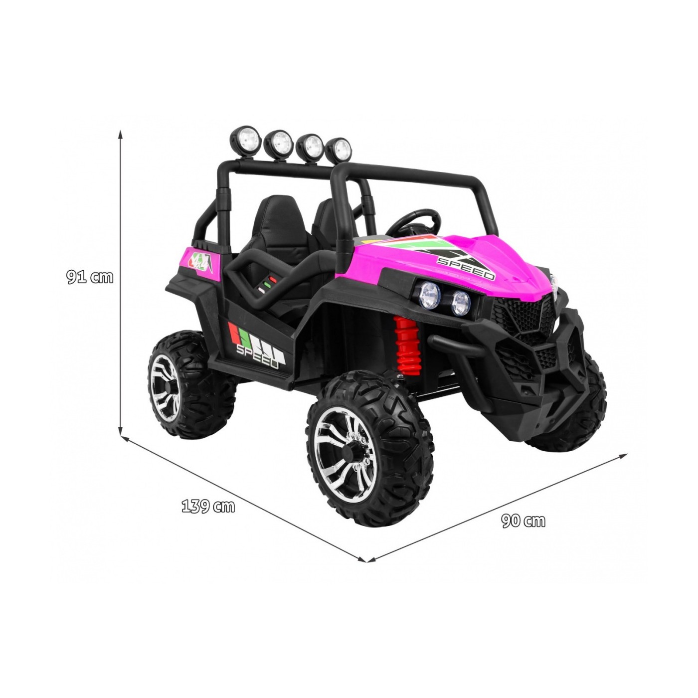 Grand Buggy Strong Lift pro děti Pink Drive 4x4 dálkové ovládání kufr rádio MP3 LED