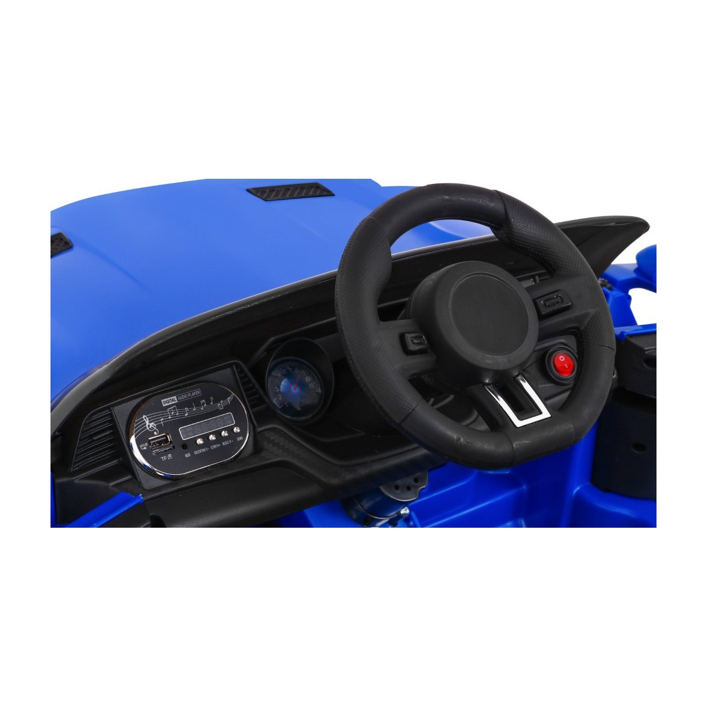 Autíčko GT Sport dobíjecí dětský modrý dálkový pomalý start kufr MP3 LED
