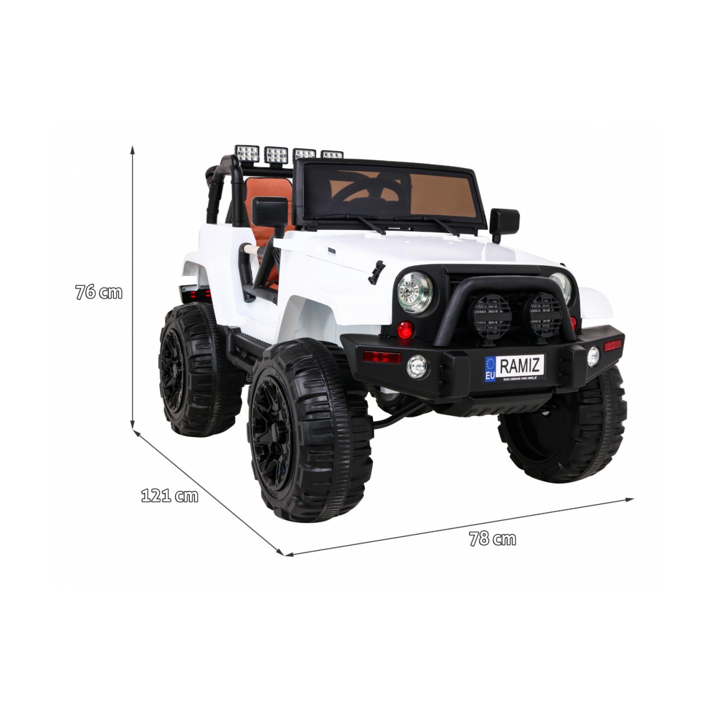All Terrain Dobíjecí auto pro děti bílá Jeep Terrain Ride-On + Remote + Světla Zvuky