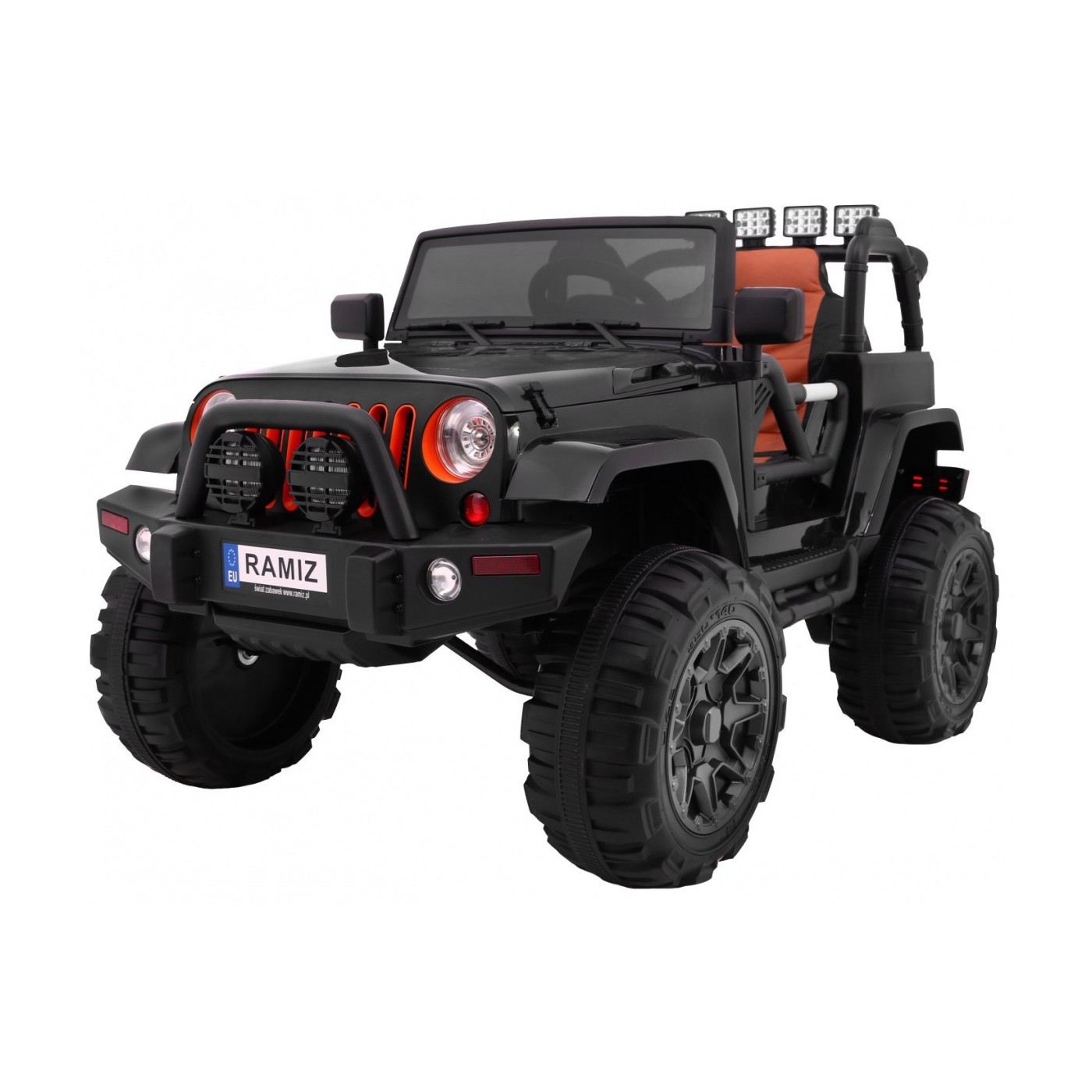 All Terrain dobíjecí auto pro děti černý Jeep terénní auto dálkové světlo