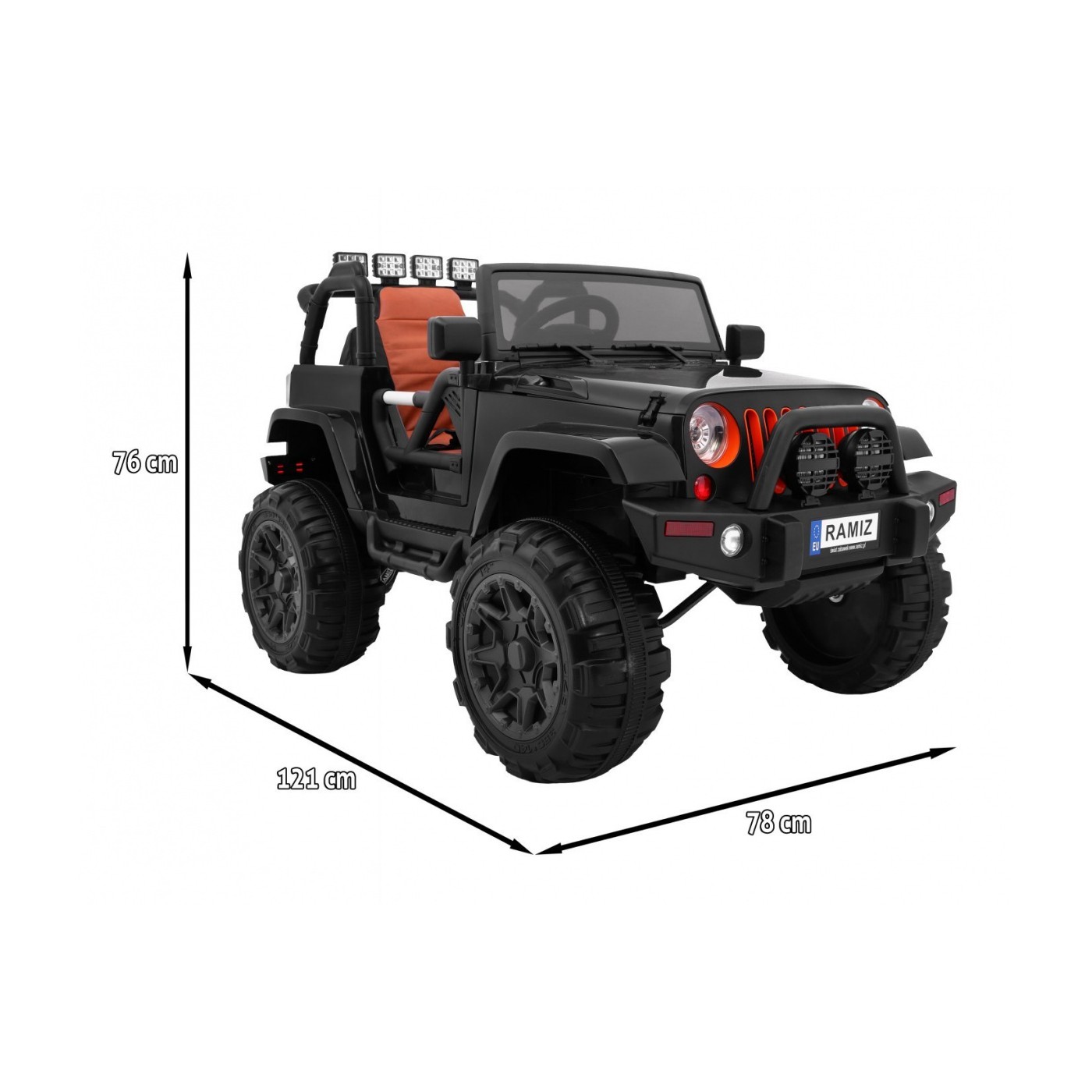 All Terrain dobíjecí auto pro děti černý Jeep terénní auto dálkové světlo