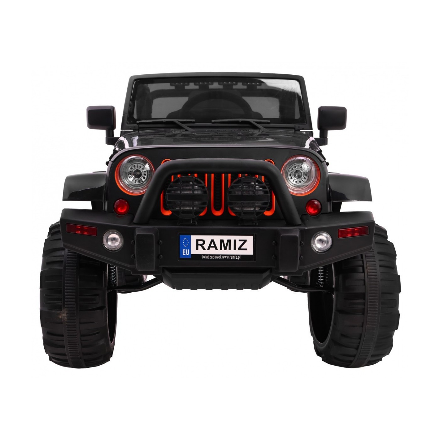 All Terrain dobíjecí auto pro děti černý Jeep terénní auto dálkové světlo