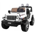 Jeep Wrangler Rubicon dětská baterie bílá dálkové rádio MP3 LED kola EVA