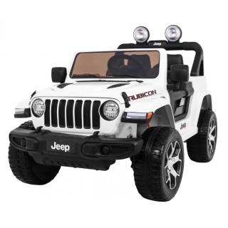 Jeep Wrangler Rubicon dětská baterie bílá dálkové rádio MP3 LED kola EVA