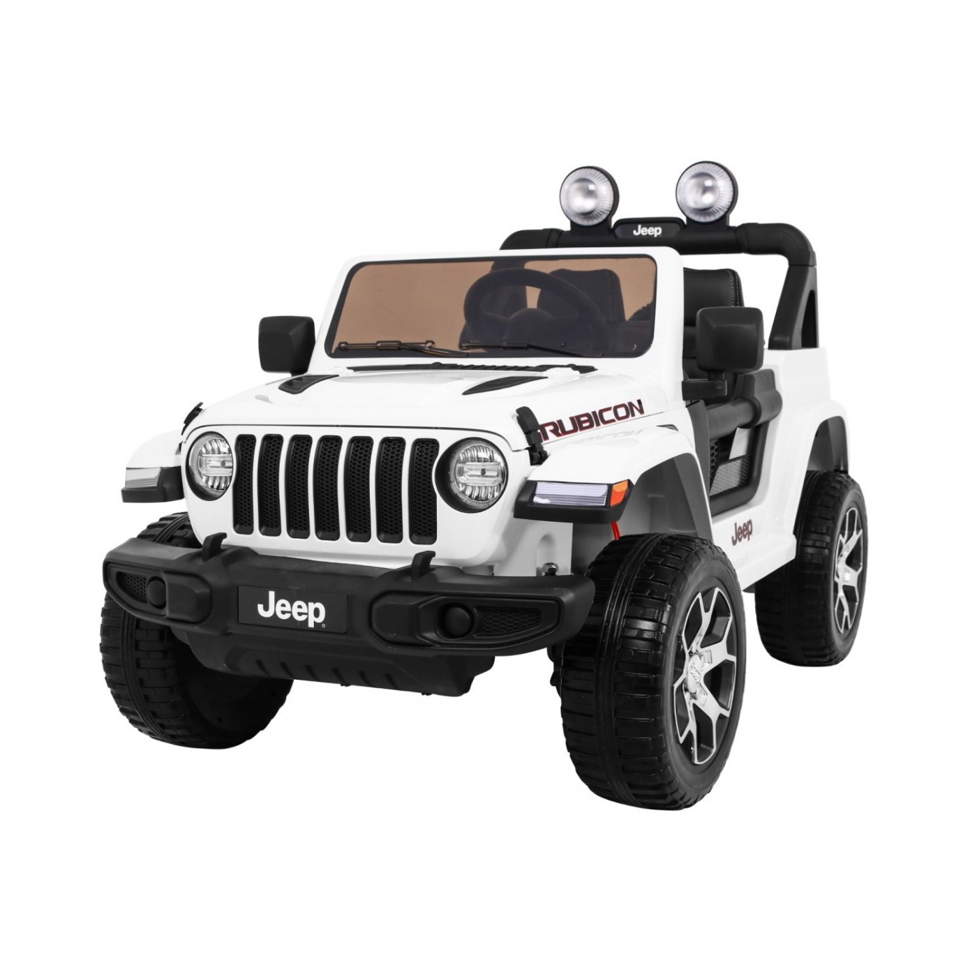 Jeep Wrangler Rubicon dětská baterie bílá dálkové rádio MP3 LED kola EVA