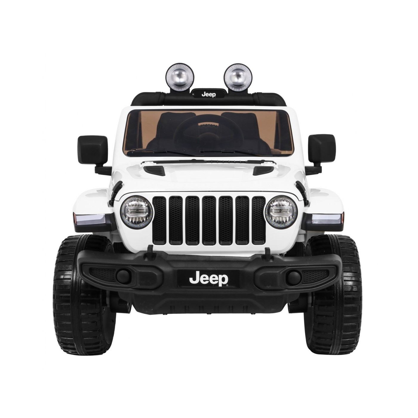 Jeep Wrangler Rubicon dětská baterie bílá dálkové rádio MP3 LED kola EVA